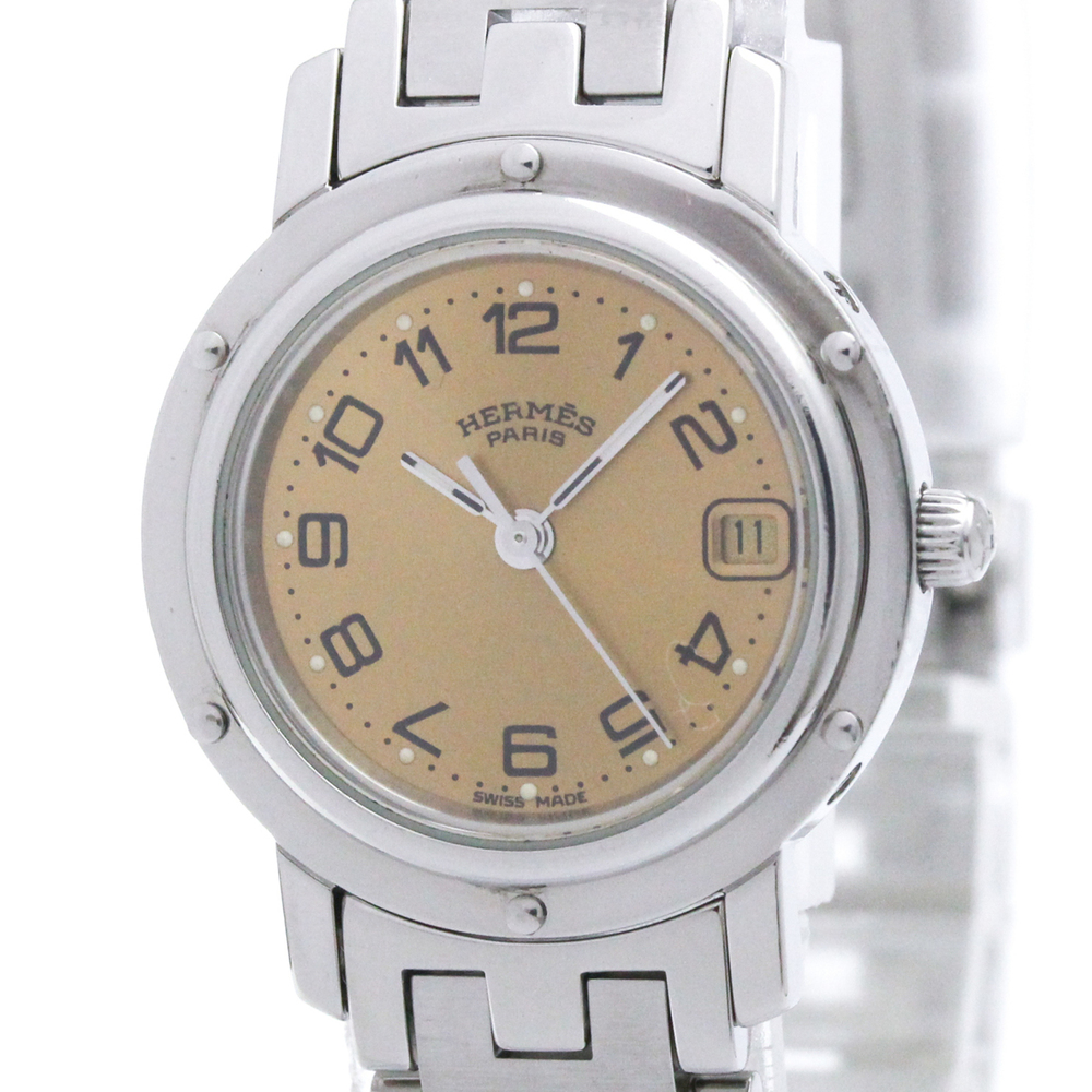 HERMES Clipper Stainless Steel Quartz Ladies Watch CL4.210 Polished